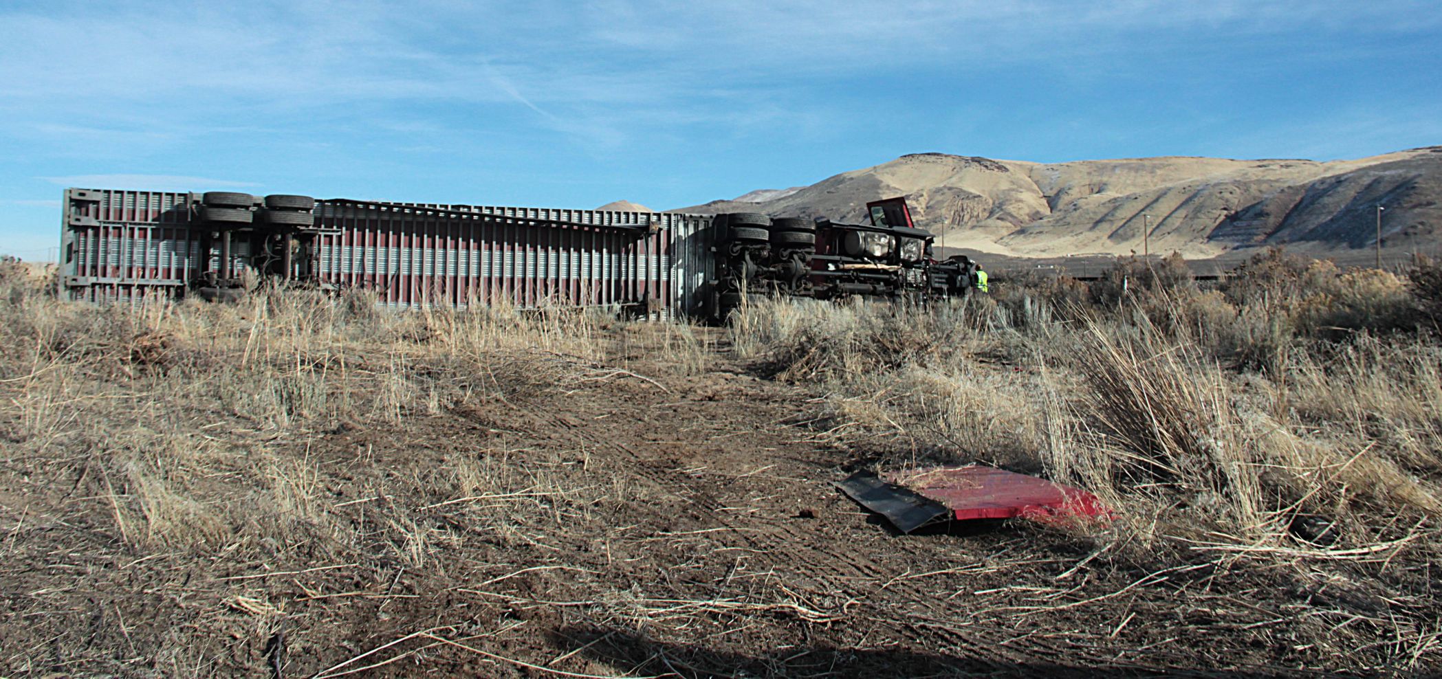 Overturned 18-wheeler